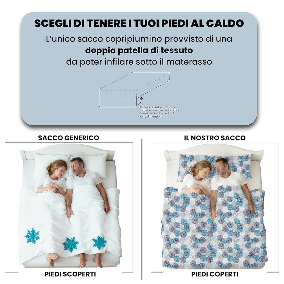 Italian Bed Linen Fantasy Bettbezug, Soffioni Blu, Doppelte