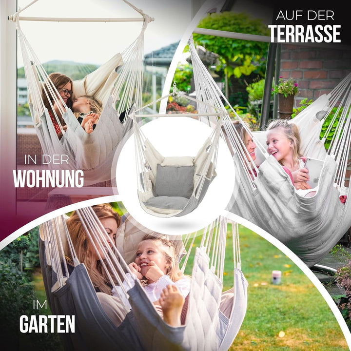 HEIMLING Hängesessel High-Class Outdoor & Indoor XXL [All Inclusive Paket mit Aufhängung + 3 Kissen]