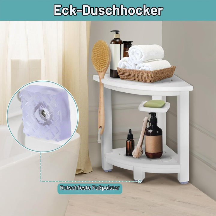 NALONE Duschhocker, HDPE Badhocker modern Design 2-Tier badezimmerhocker mit rutschfesten Fusspolste