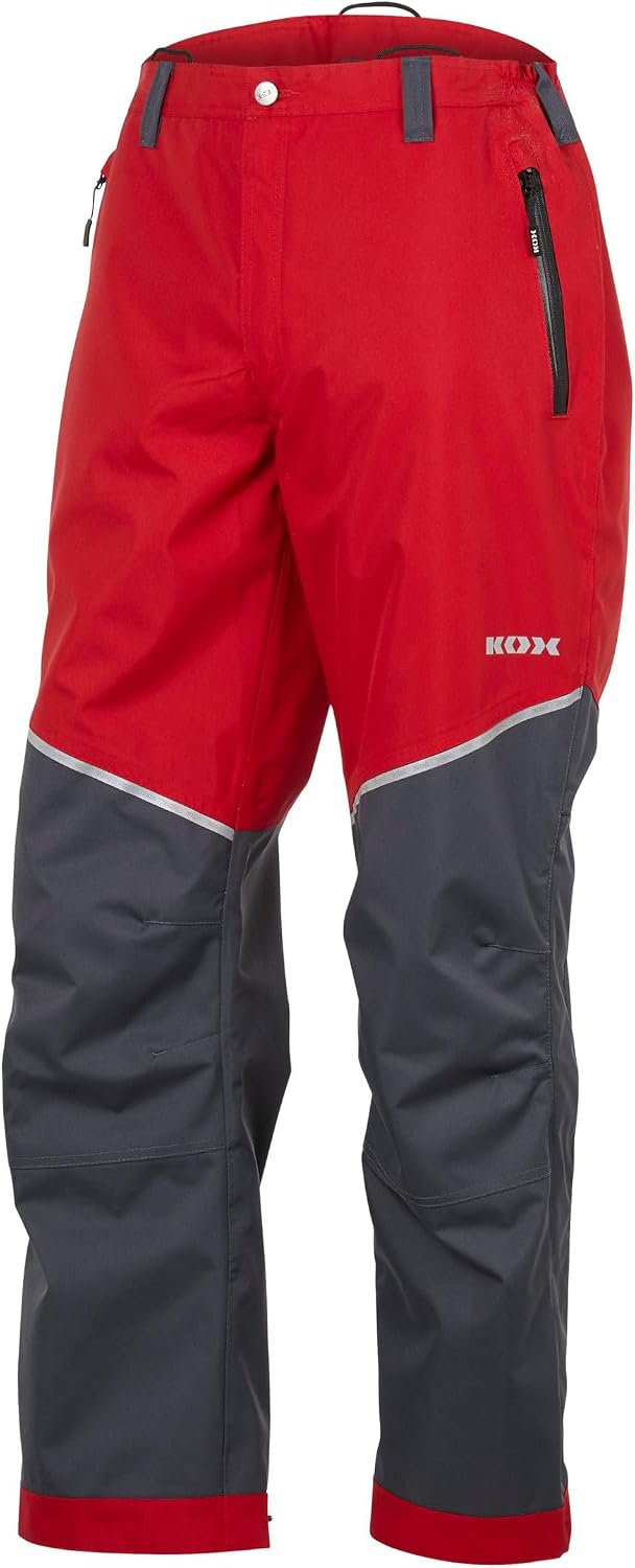 KOX Regenhose wasserdicht/Outdoorhose Aquatex 2.0 Rot/Grau, L