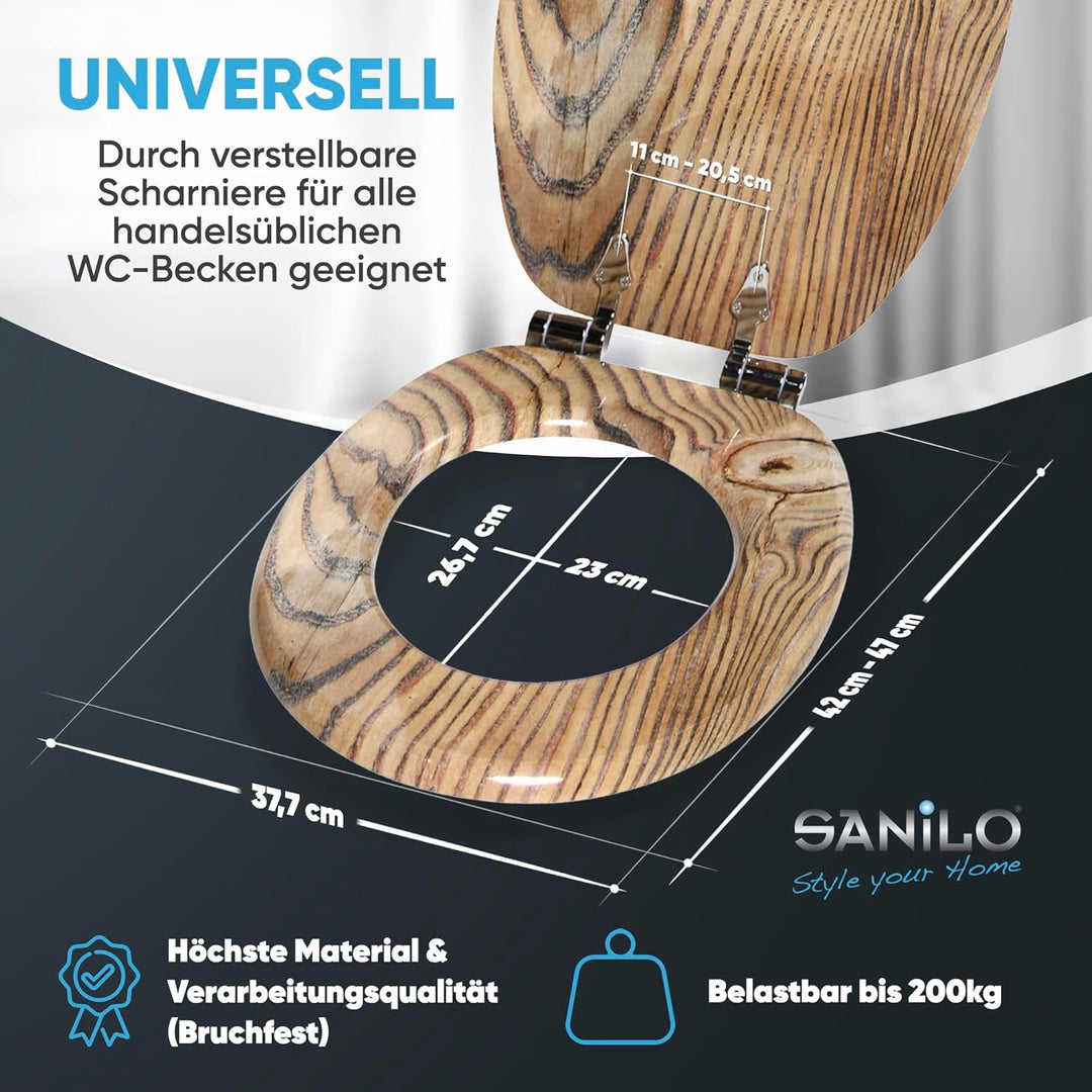 Sanilo WC Sitz mit Absenkautomatik, viele schöne Holz Toilettendeckel zur Auswahl, hochwertige und s