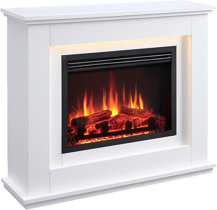 RICHEN Baldur Elektrokamin - Standkamin mit Heizung bis 2000W, 3D-Flammeneffekt, LED-Beleuchtung, Kn