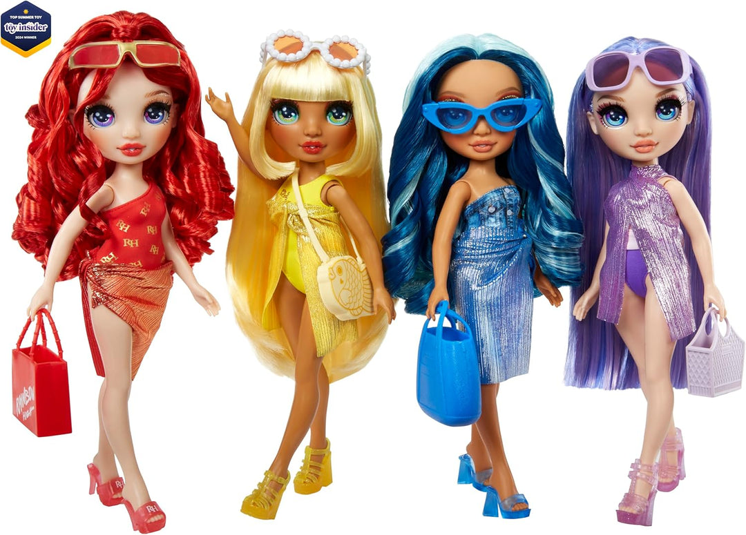 Rainbow High Swim & Style - Sunny (Gelb) - 28 cm Grosse Puppe mit Schimmerndem Pareo, auf 10+ Arten