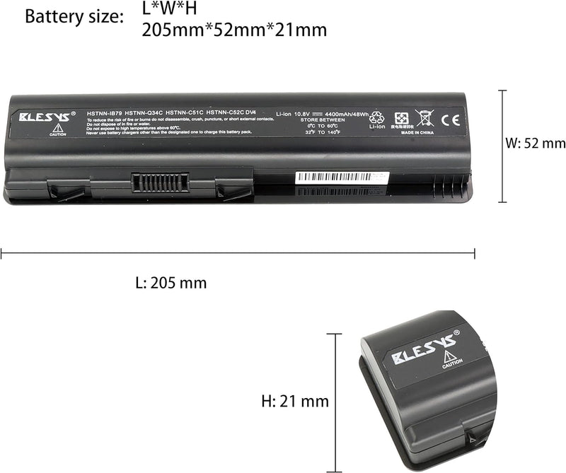 BLESYS Akku für HP Compaq 484170-001 484171-001 484172-001 485041-002 485041-003 Laptop 10.8V/4400mA