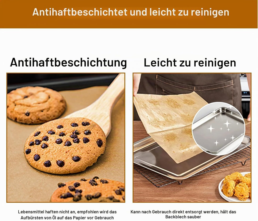 O2frepak Backpapier-Backbleche,300Stück,30x40cm,Vorgeschnittene Antihaft-Backblechmatte,ölbeständige
