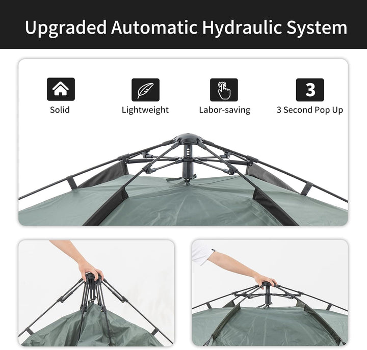 Naturehike Pop Up Zelt Wurfzelte Automatik Campingzelt 3-4 Personen Doppeldeck Kuppelzelt Grosses Fa