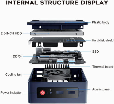 Beelink Mini S Mini-PC W11 Pro, Prozessor der 11. Generation N5095 (max. 2,9 GHz), 8 GB DDR4 + 128 G