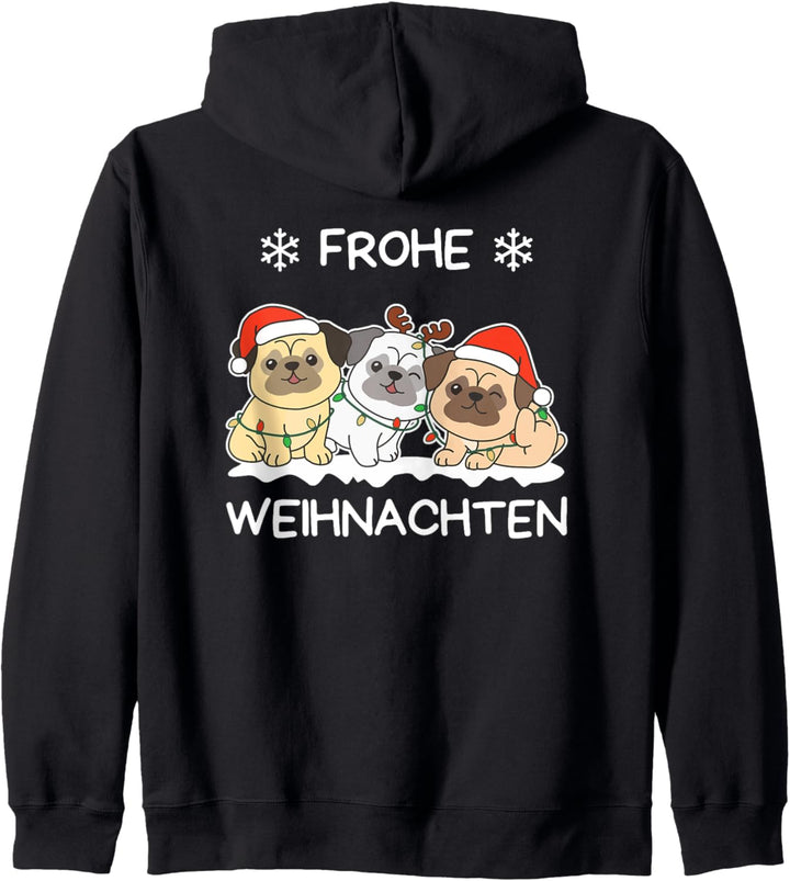 Frohe Weihnachten Mops Heiligabend Hunde Weihnachts Kapuzenjacke