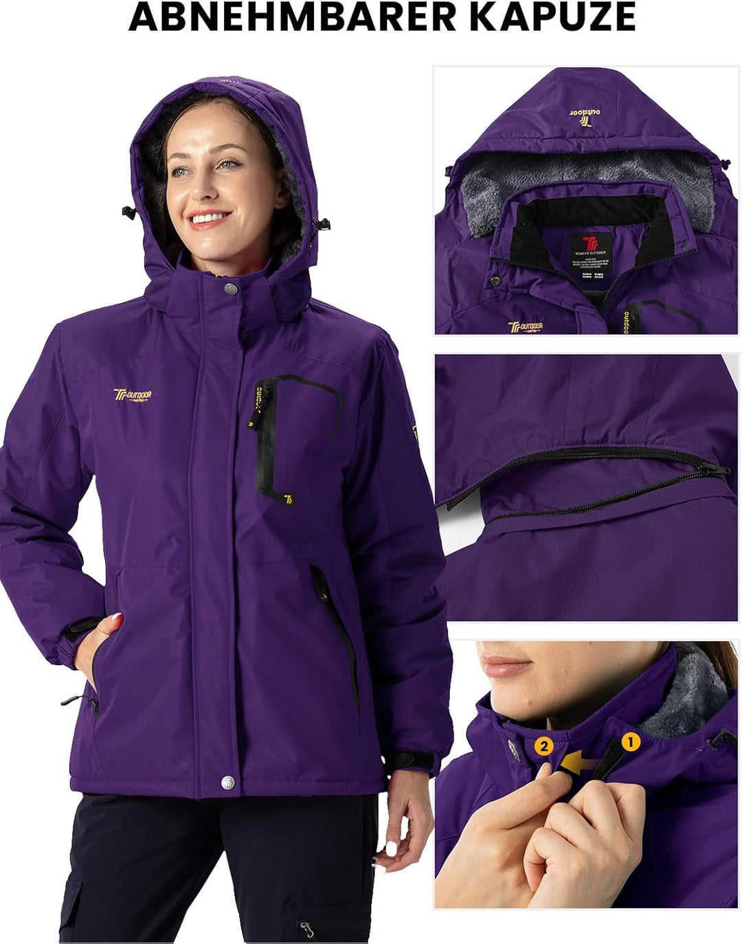 donhobo Damen Jacken Fleecejacke Winterjacke Wasserdicht Atmungsaktiv Verdickt Warm Winddicht Softsh