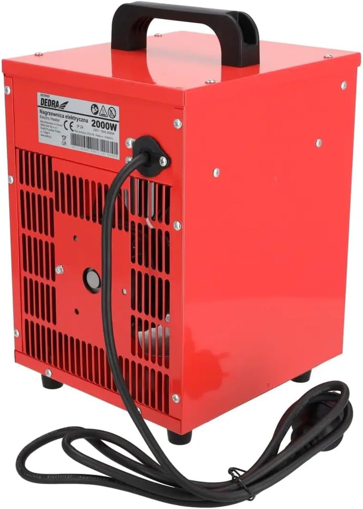DEDRA Elektrische Heizlüfte – 1000W / 2000W, Thermostat, Überhitzungsschutz, 3 Betriebsmodi, Tempera