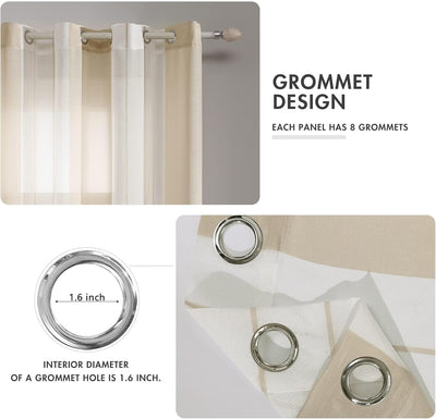 MIULEE Gardinen Gestreift Transparent mit Ösen, Voile Vorhänge Wohnzimmer Modern 2er Set, Vorhang Sc