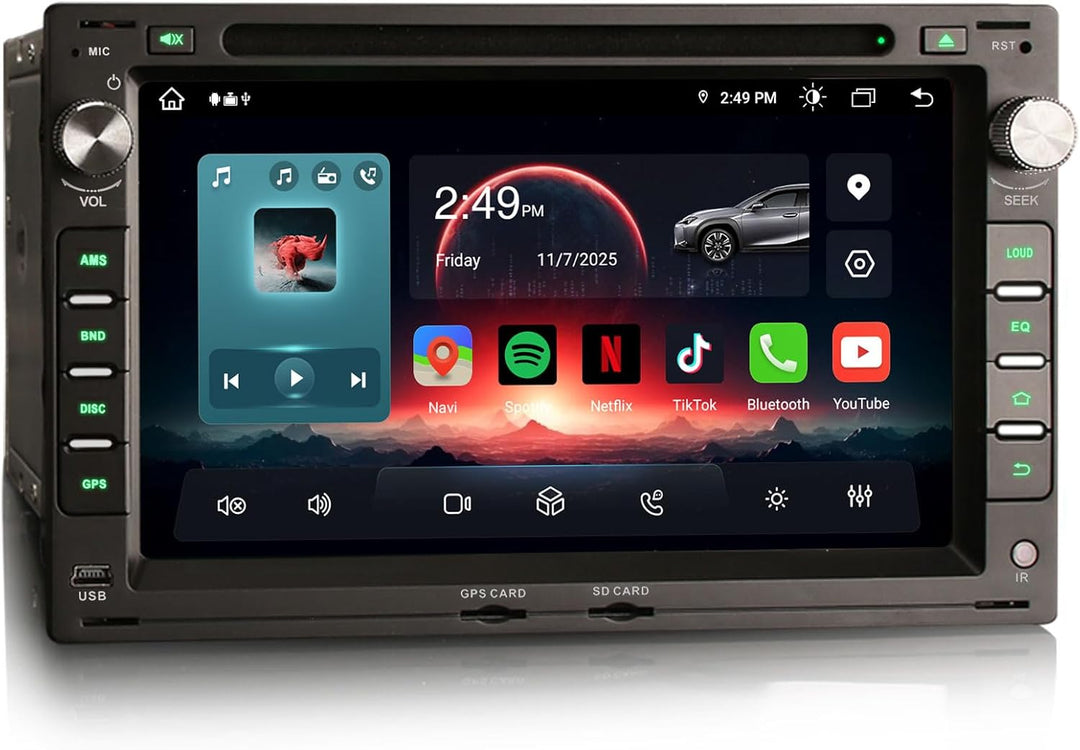 Erisin 7 Zoll 8-Kern 4GB+64GB Android 14 Autoradio Bluetooth GPS Navigation Für VW Passat B5 Golf 4
