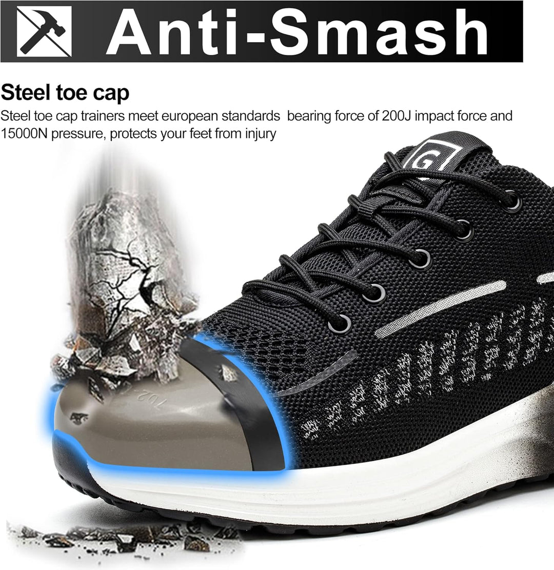 YEKOYIOO Sicherheitsschuhe Herren Damen Arbeitsschuhe mit Stahlkappe Sneaker Schutzschuhe 40 EU Grau
