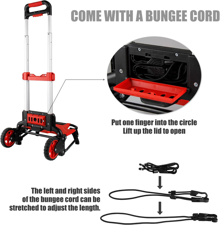 Faltbarer Einkaufswagen mit abnehmbarer wasserdichter Tasche und Bungee-Seil, robuster Schubwagen mi