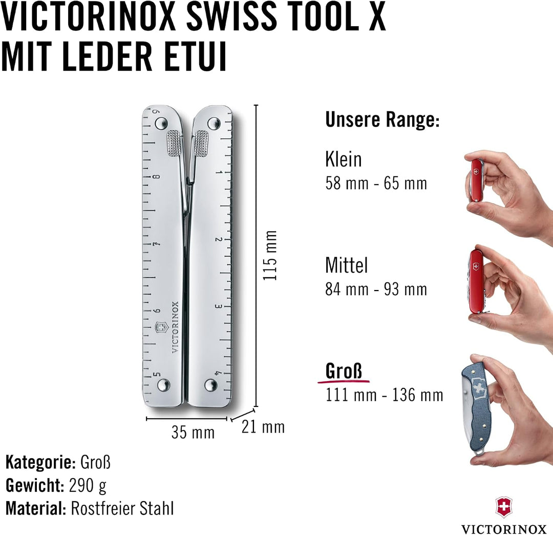Victorinox Multifunktionstool, SwissTool, Multitool Messer, 26 Funktionen, Kombi-Spitzzange, Festste