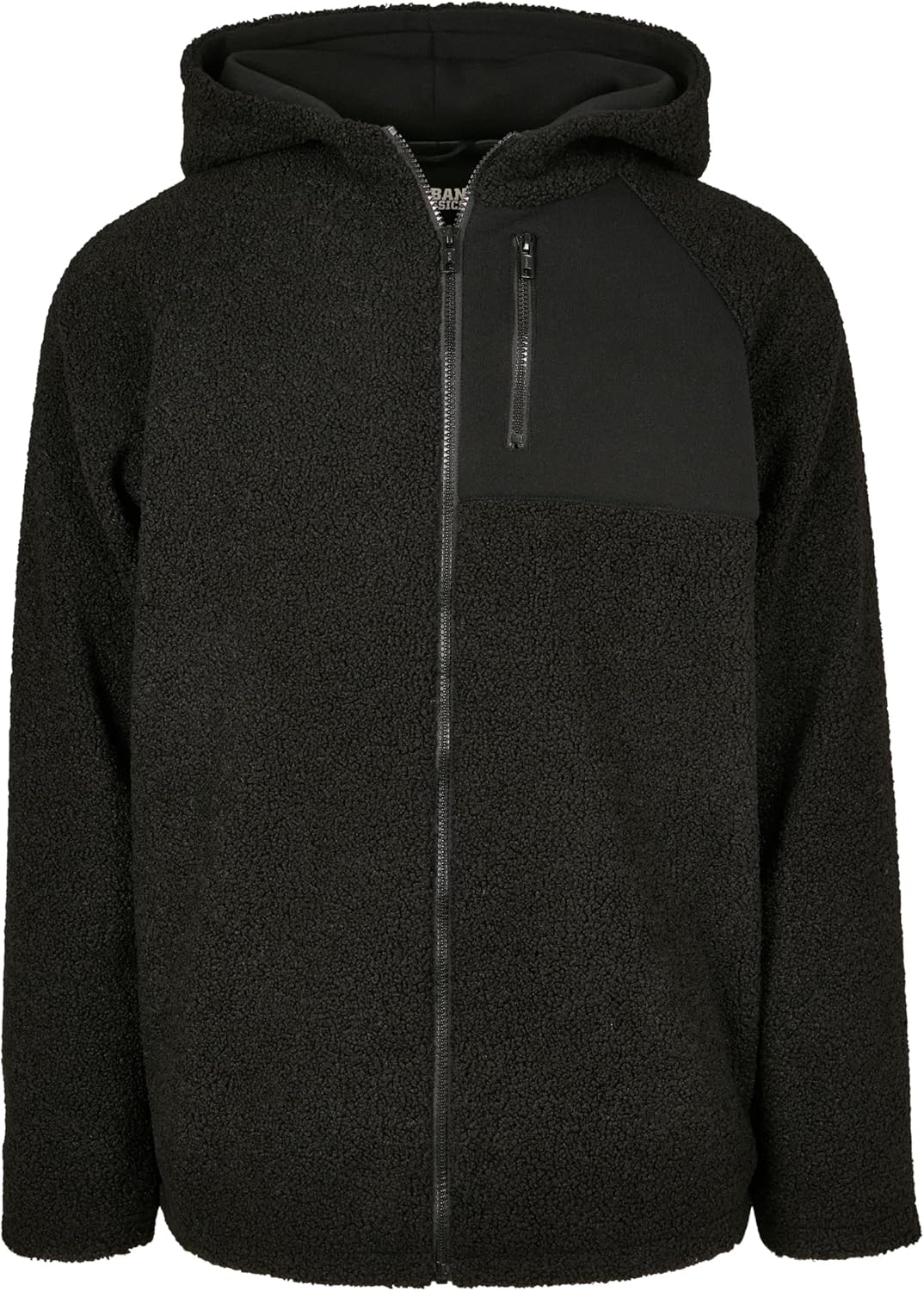 Urban Classics Herren Hooded Sherpa Zip Jacket S Schwarz, S Schwarz