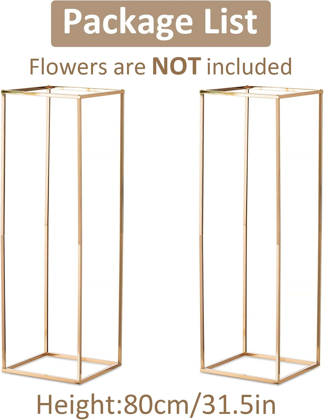 Sziqiqi 2 Stück Hochzeit Mittelstücke Gold Vasen- Hoch Blumenständer Metall Bodenvase Säule Geometri
