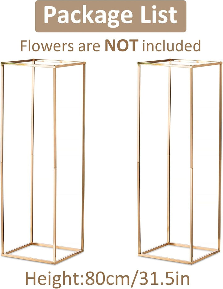 Sziqiqi 2 Stück Hochzeit Mittelstücke Gold Vasen- Hoch Blumenständer Metall Bodenvase Säule Geometri