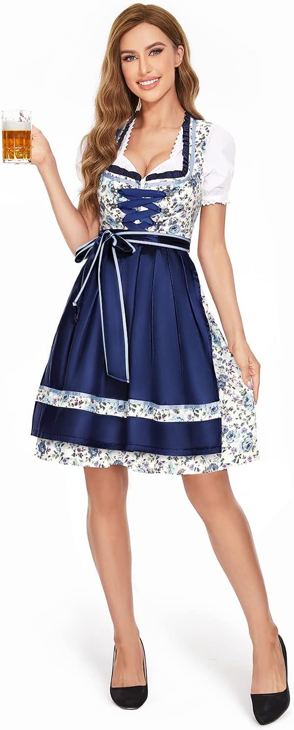 BENNIES Dirndl Damen midi Trachtenkleid Trachtenrock Trachtenmode Kleid Dirndlbluse für Oktoberfest