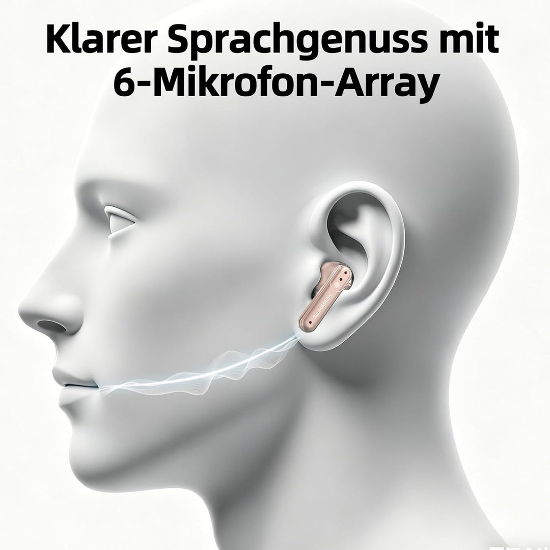 SoundMAGIC T80BT Kabellose ANC-Kopfhörer mit Hi-Res Audio, Hybrid Active Noise Cancelling, ENC für k