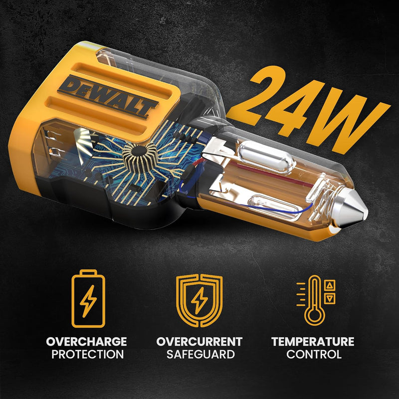 DEWALT 2-Port Mobile USB Charger, 24W Schwarz/gelb, Schwarz/gelb