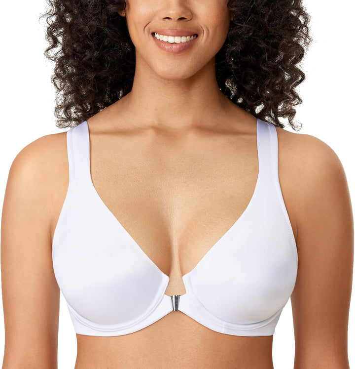 DELIMIRA Damen BH mit Vorderverschluss Seamless Bügel BHS Grosse Brüste Vollschalen Racerback Ungefü