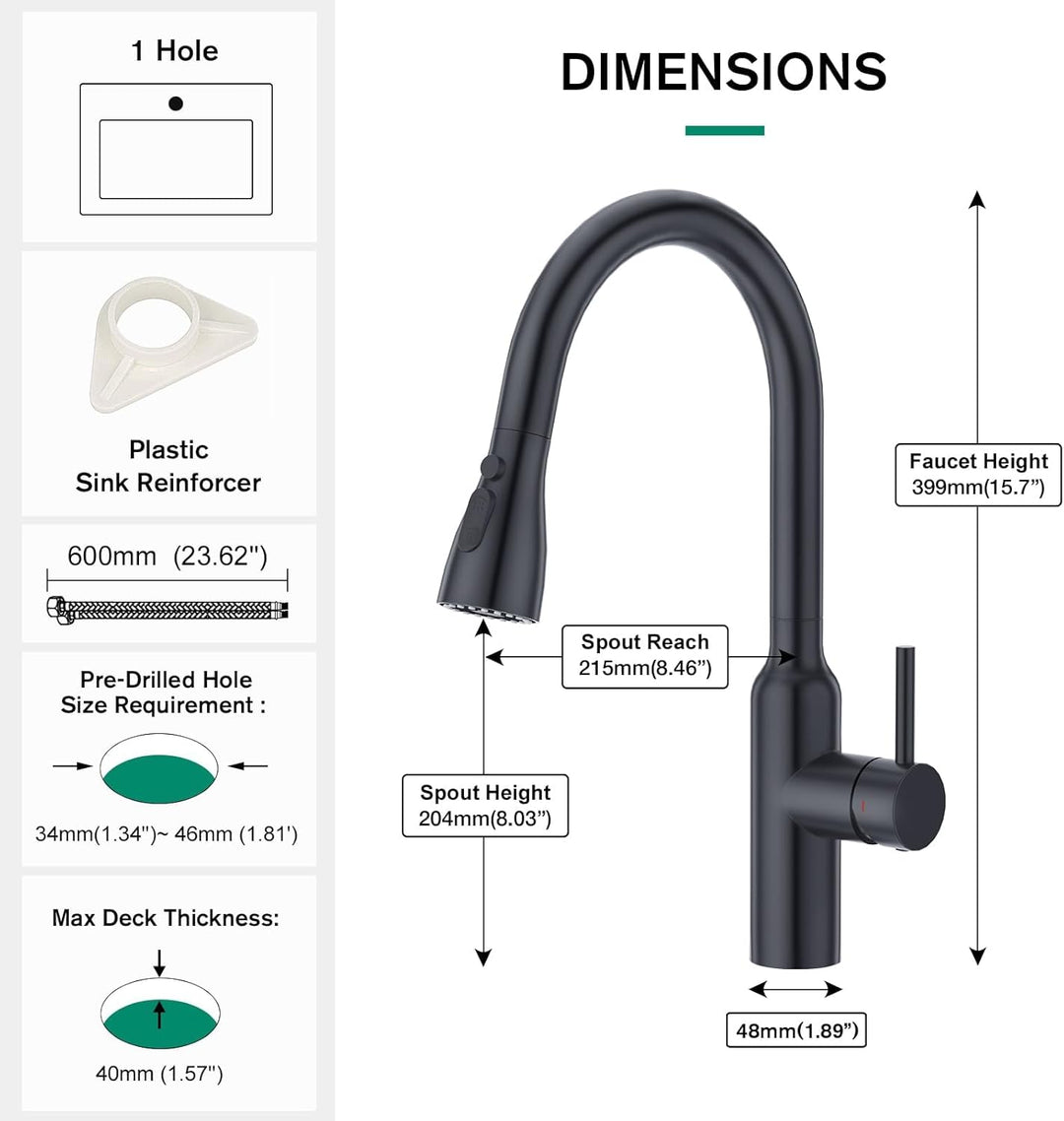 CREA Küchenarmatur Ausziehbar, Wasserhahn Küche mit 3 Modus, Spültischarmatur Einhebelmischer Armatu