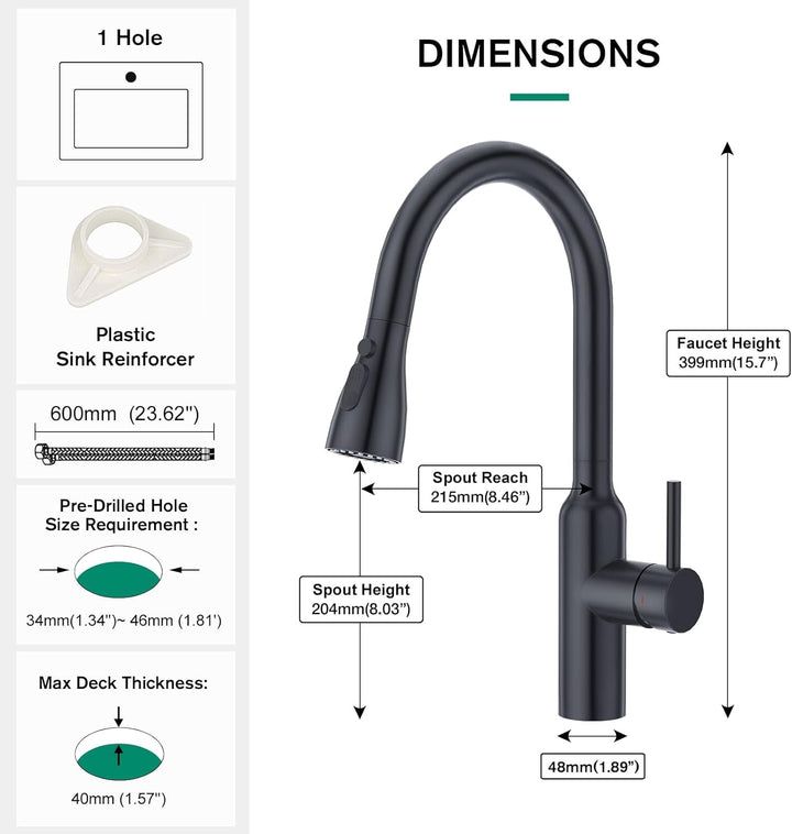 CREA Küchenarmatur Ausziehbar, Wasserhahn Küche mit 3 Modus, Spültischarmatur Einhebelmischer Armatu