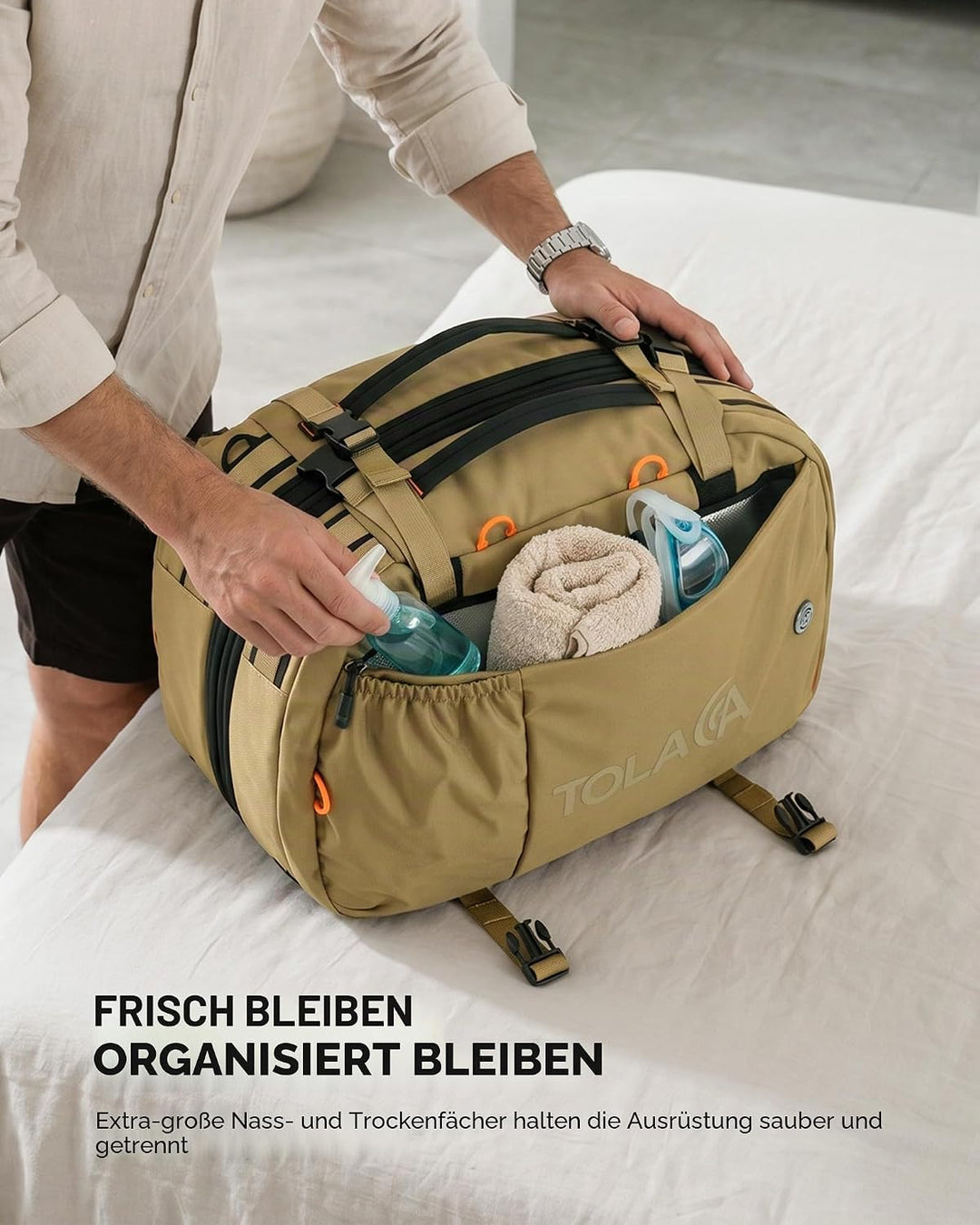 Tolaccea Reiserucksack, Handgepäck Rucksack Flugzeug, TSA-Freundlicher Laptop Rucksack 15,6 Zoll, Er