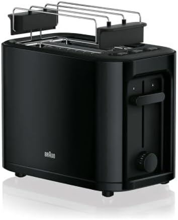 Braun HT 3010 BK Toaster | Doppelschlitz | Herausnehmbare Krümelschublade | Aufwärm- und Auftaufunkt