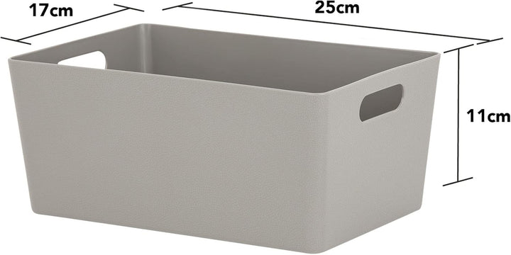 3x Ordnungsbox - 11 cm hoch - taupe - 17x 25 cm - Ordnungskorb - Regalorganizer Wandregal 3 Stück -