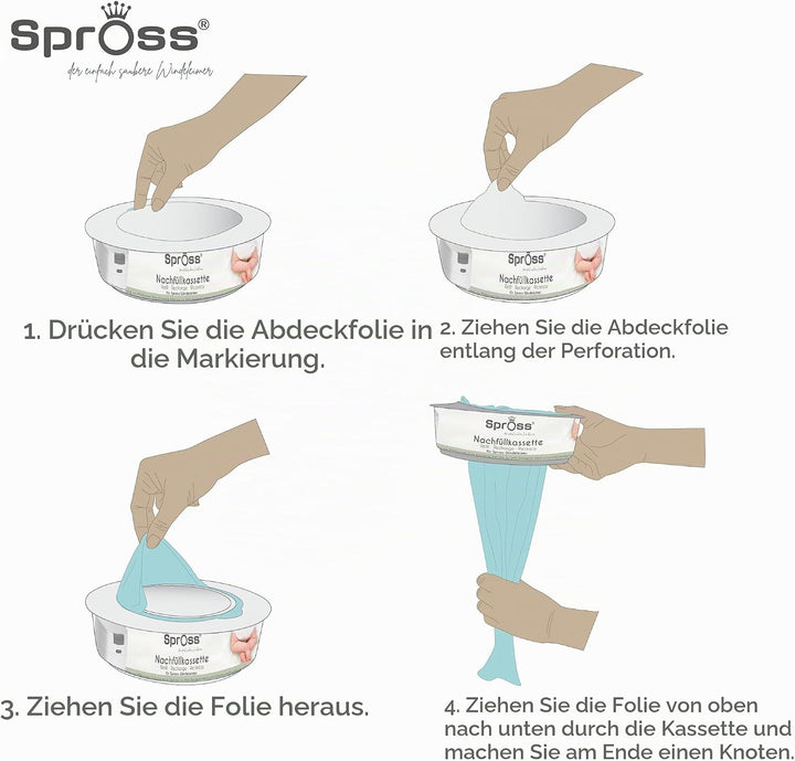 Nachfüllkassetten für Spross Windeleimer - 5 Stück - Schützt vor unangenehmen Geruch