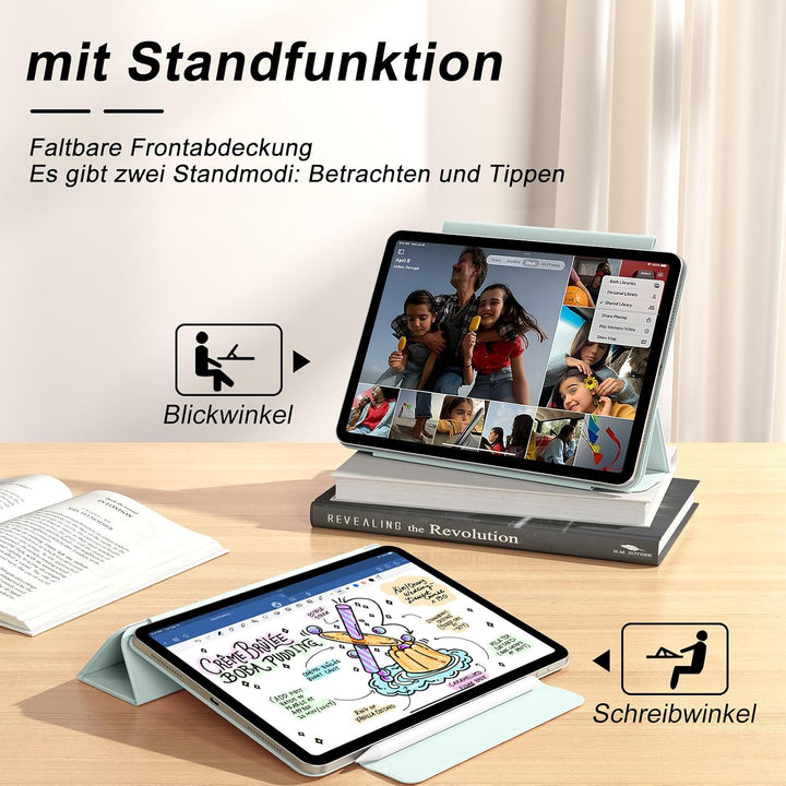 Magnetisch Hülle für iPad (A16) 11./10. Gen (2025/2022), Hellgrün 2-Hellgrün, 2-Hellgrün