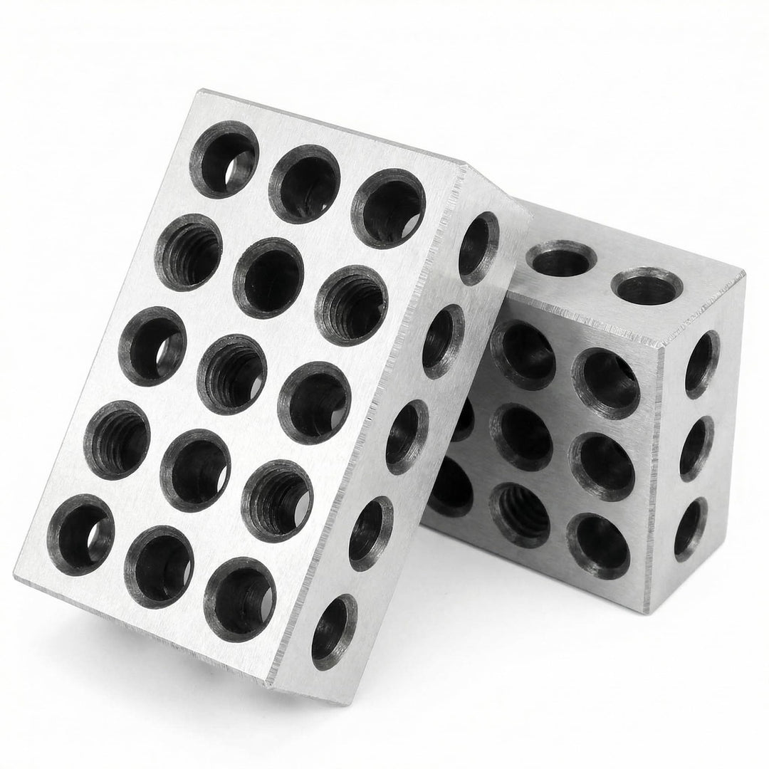 QWORK® 2 Stück Parallelblöcke Metrische 1-2-3 Blöcke, 23 Löcher Spannblöcke, Grösse 25 x 50 x 75 mm,