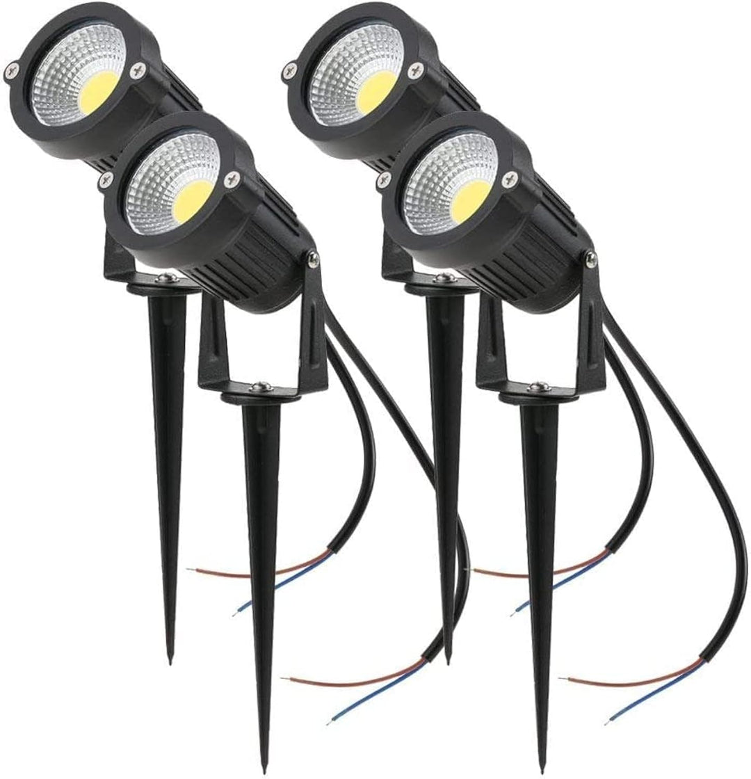 4 PCS 5W COB LED Gartenleuchte mit Erdspiess Gartenstrahler IP65 wasserdicht 85-265V/AC für Garten,