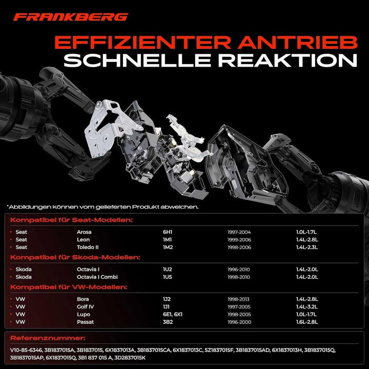 Frankberg Türschloss Stellmotor Vorne Links 8-Polig Kompatibel mit Arosa 1997-2004 Octavia I 1996-20