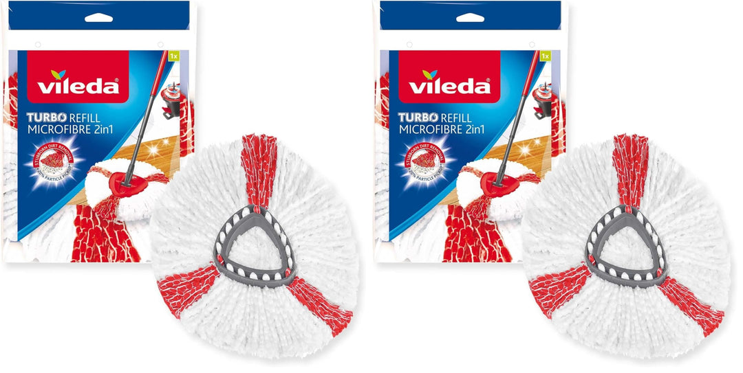 Vileda Turbo 2in1 EasyWring&Clean Wischmopp Ersatzköpfe, Mikrofaser Moppköpfe mit Kraftfasern für Vi