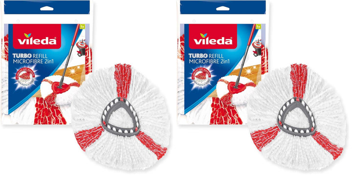 Vileda Turbo 2in1 EasyWring&Clean Wischmopp Ersatzköpfe, Mikrofaser Moppköpfe mit Kraftfasern für Vi