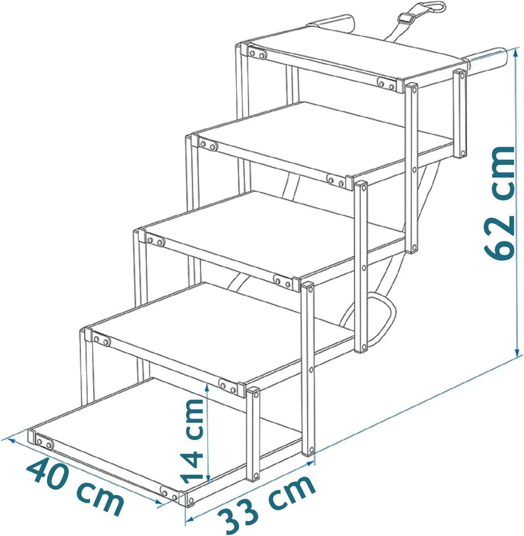 ProPlus Hundetreppe klappbar 5 Stufen Auto Hunde Treppen Hunderampe faltbar Tiertreppe, ca.: 155 x 3