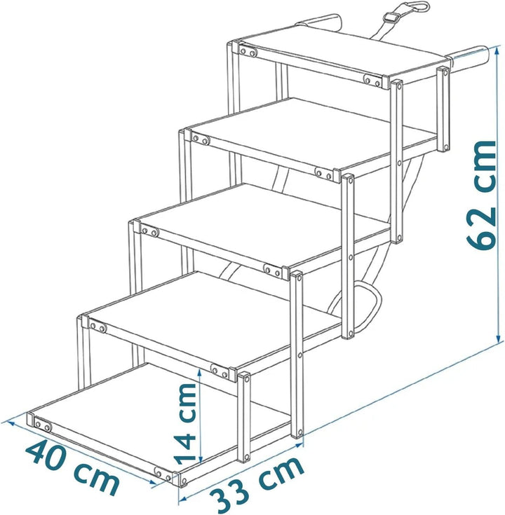ProPlus Hundetreppe klappbar 5 Stufen Auto Hunde Treppen Hunderampe faltbar Tiertreppe, ca.: 155 x 3