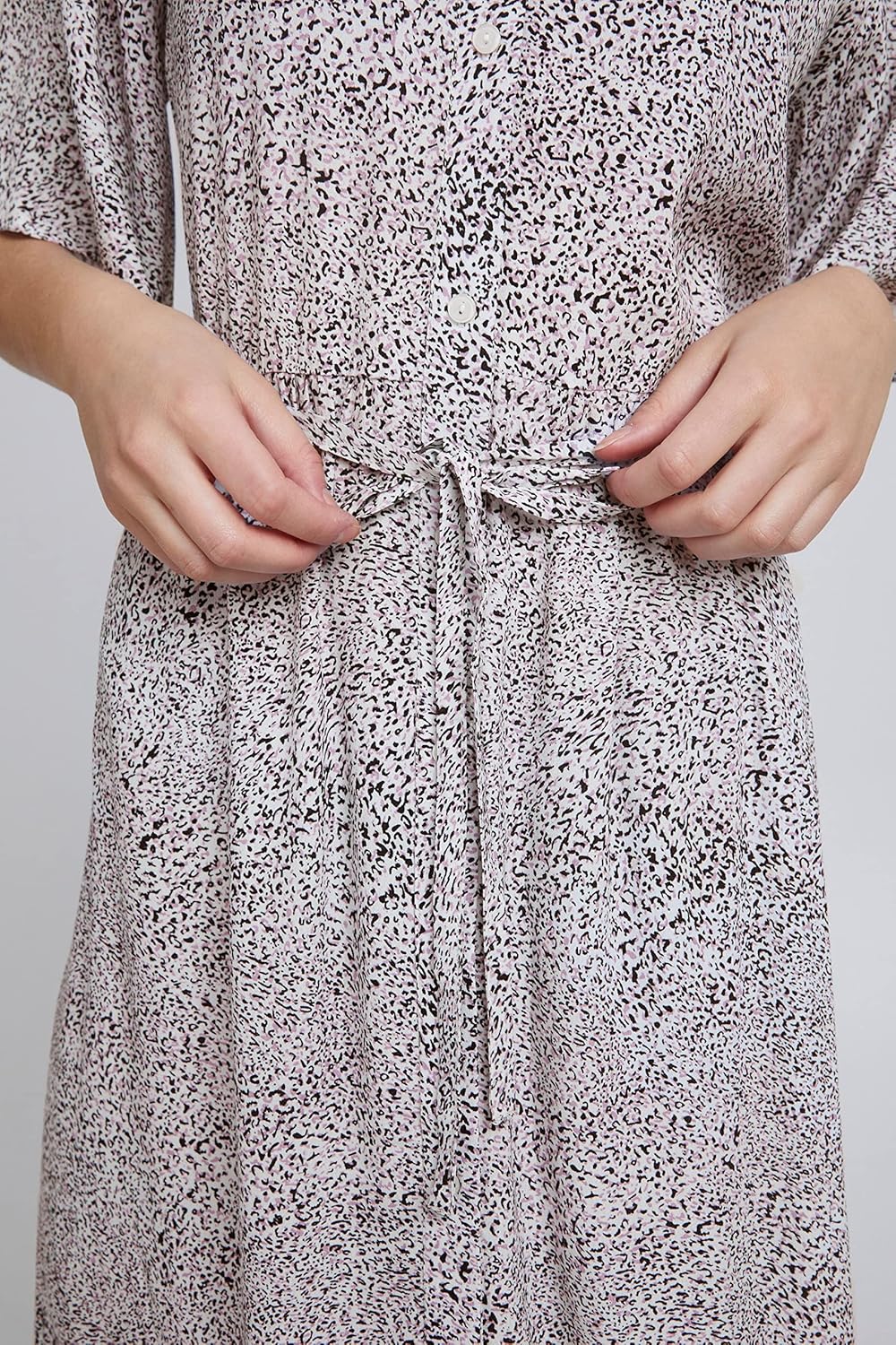 ICHI IHHARENA DR Damen Freizeitkleid Kleid Midikleid mit hochgeschlossenem Auschnitt und weiten Ärme