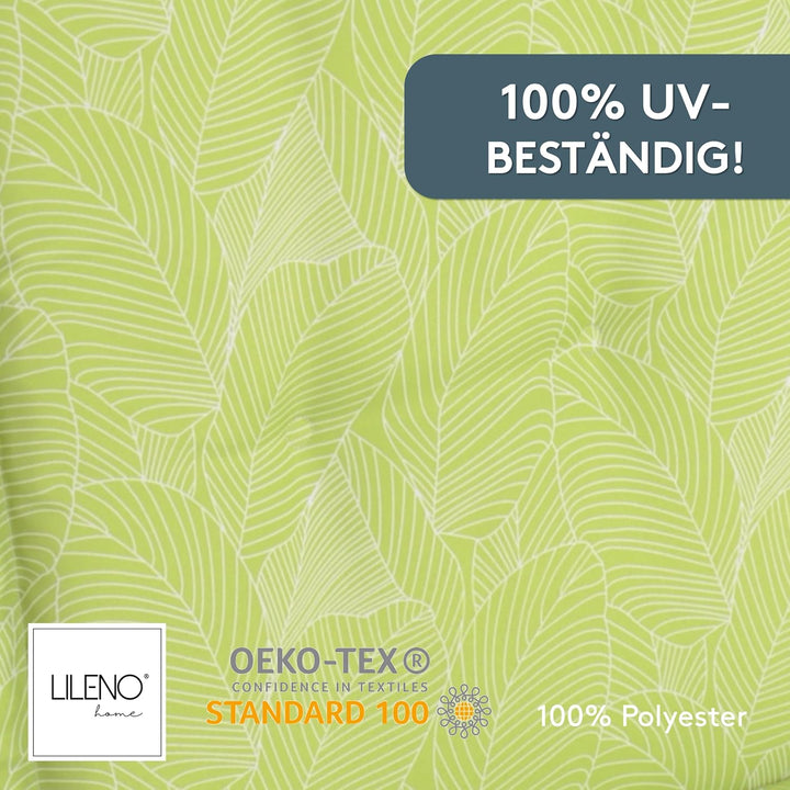 LILENO HOME Sonnenliege Auflage als [1er Set - Rollliege] in Blätter Grün - Gartenliegen Auflage per