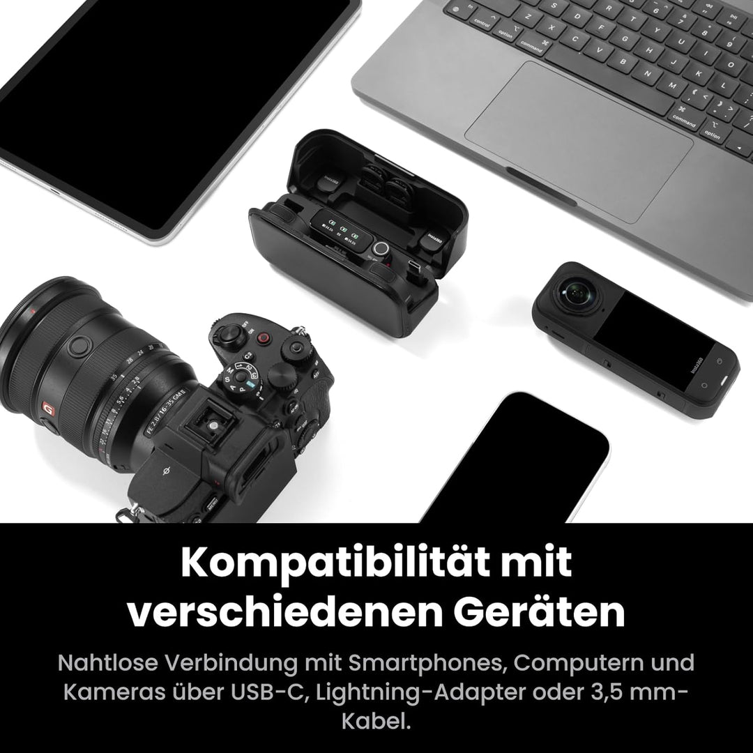 Insta360 Mic Pro (1 TX + 1 RX), kabelloses Mini-Lavalier-Mikrofon für iPhone/Kamera/Android, Videoau