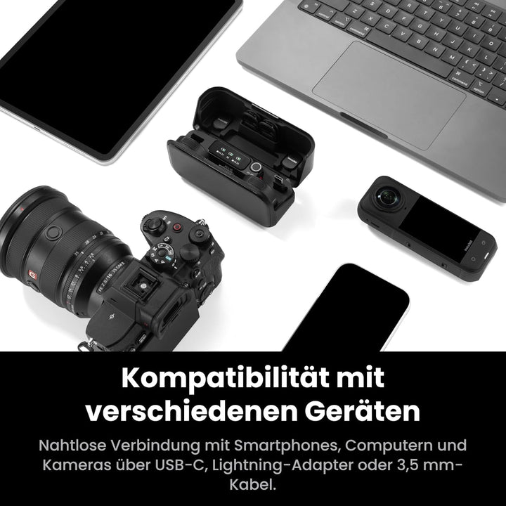Insta360 Mic Pro (1 TX + 1 RX), kabelloses Mini-Lavalier-Mikrofon für iPhone/Kamera/Android, Videoau