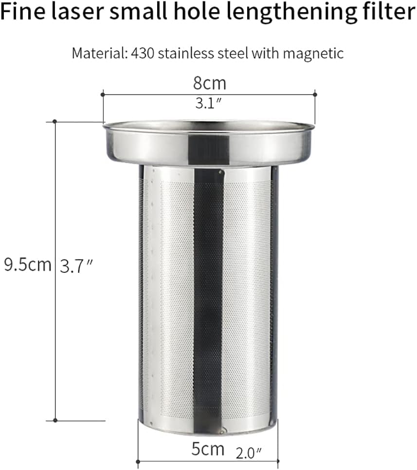 SANQIAHOME 1750ml Edelstahl-Teekanne mit herausnehmbarem Siebeinsatz, Qualitäts-Teekanne mit kleinem