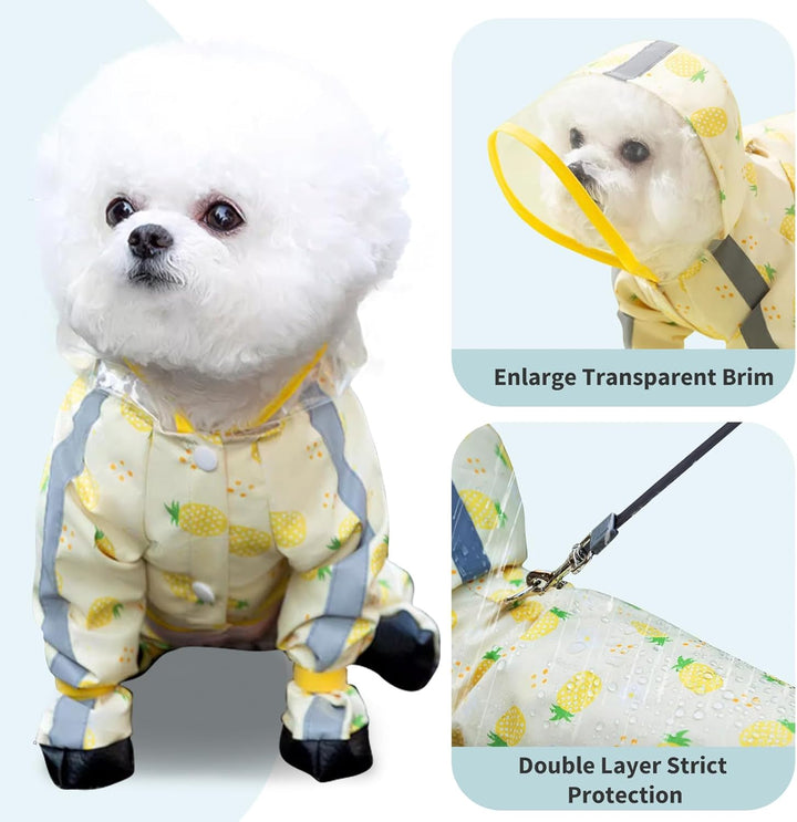 PETCUTE Hund Regenmantel,wasserdichte Hunde-Regenjacke mit Kapuze,Verstellbare Vierbeiner Hunderegen