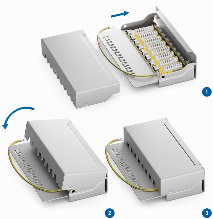 deleyCON CAT 6 Patchpanel Verteilerfeld 8 Port - Desktop &amp; Wandmontage - Geschirmt - 8x RJ45 Buchse