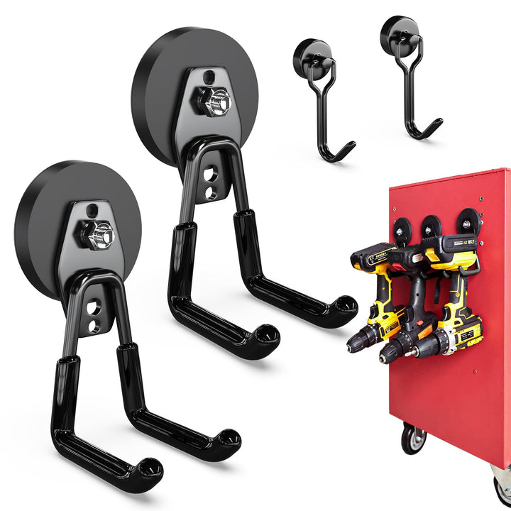 3-H 2 Stück Magnetische Haken Sehr Stark Magnethaken 66mm Magnetfuss Garagehaken Doppelhaken für Ger