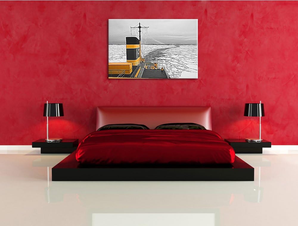 riesiges Schiff in Eisdecke schwarz/weiss Deluxe Format: 100x70 cm auf Leinwand, XXL riesige Bilder