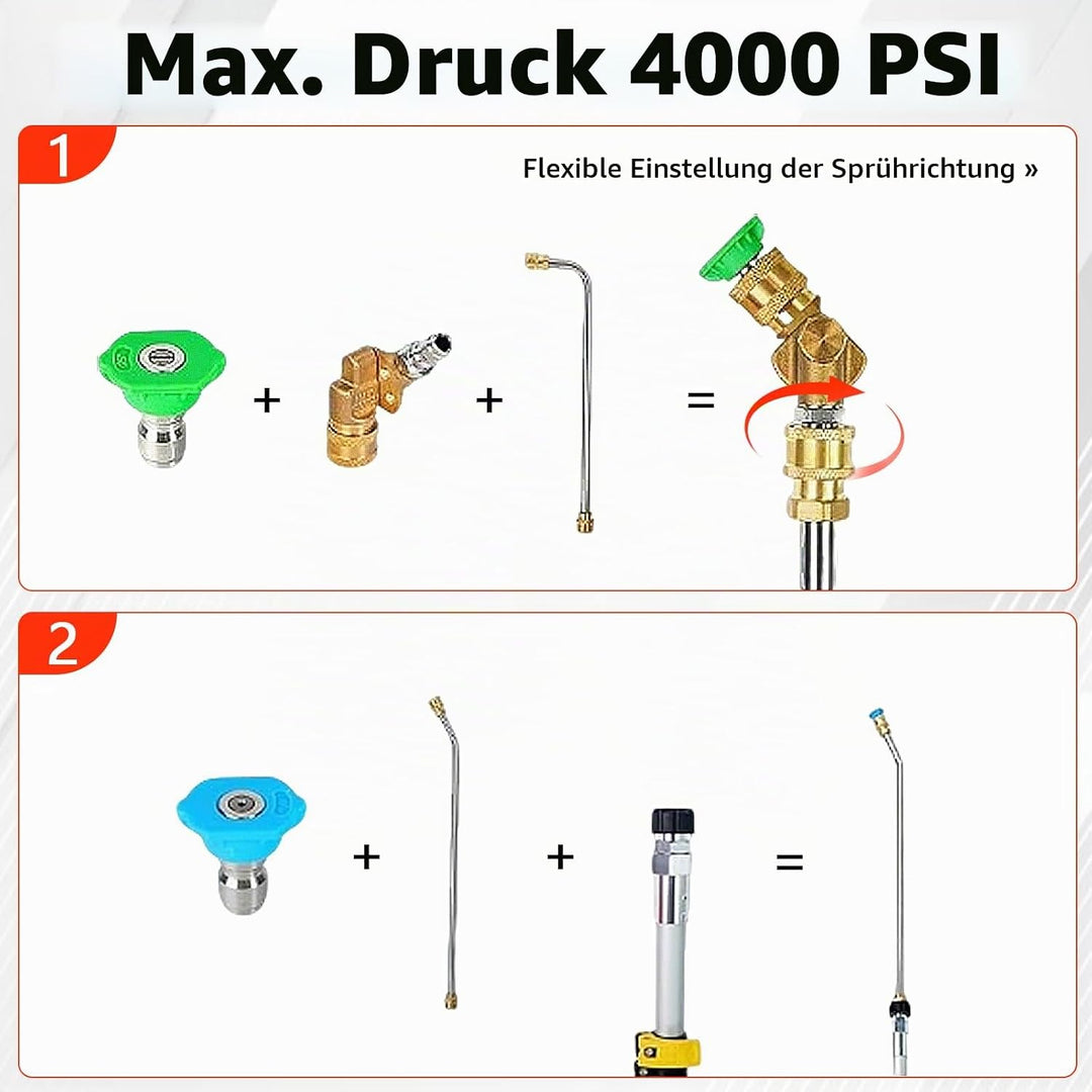 Hochdruckreiniger Verlängerungsstäbe, Teleskop Dachrinnenreiniger Aufsatz, Verlängerungsstab Set mit